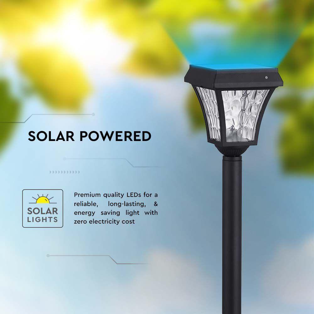 Solarna lampa stojąca ogrodowa, Wysokość: 930 mm, Obudowa: Czarna, Barwa:3w1, IP44, , VTAC, SKU 2891