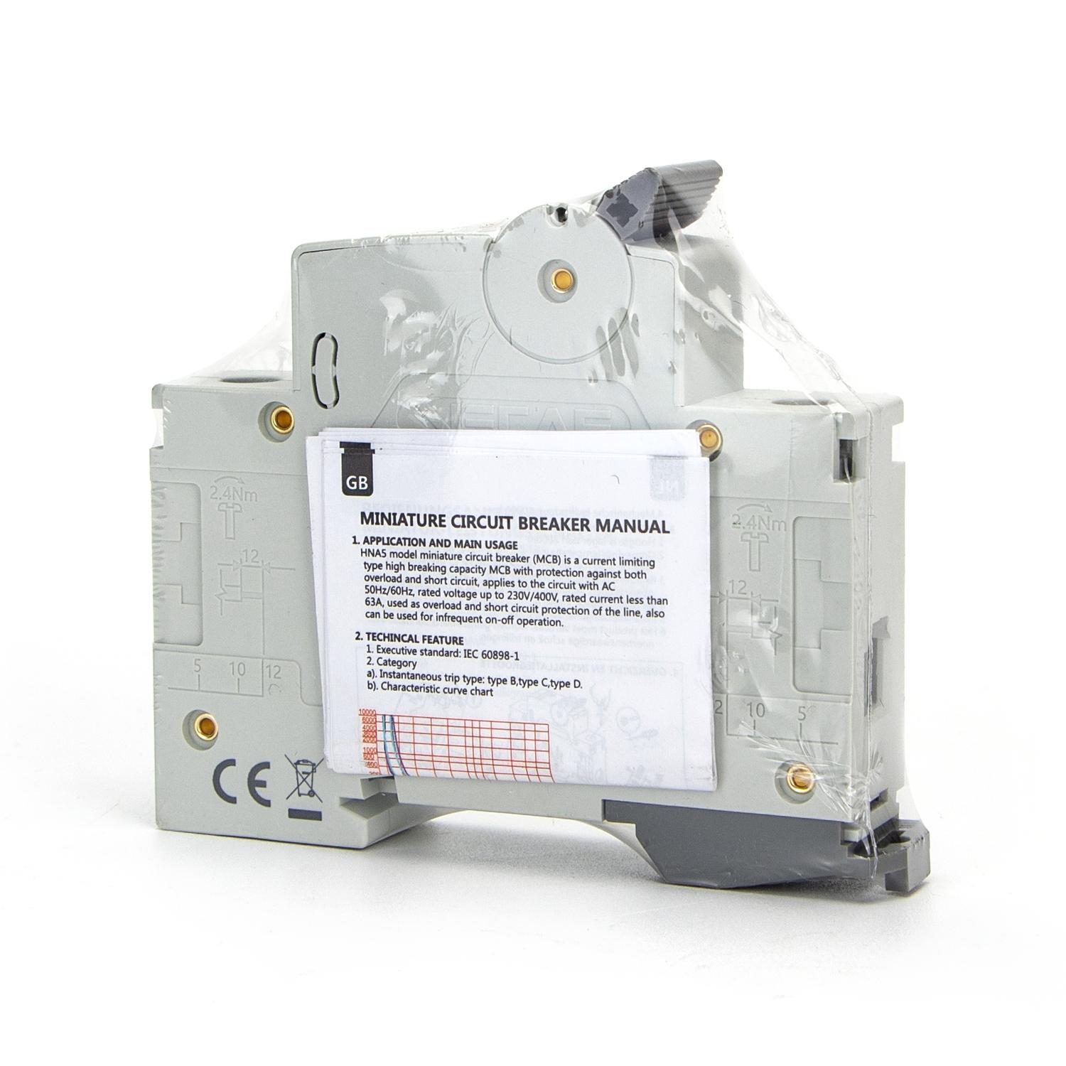 Miniature Circuit Breaker 1P 40A C CURVE Gray