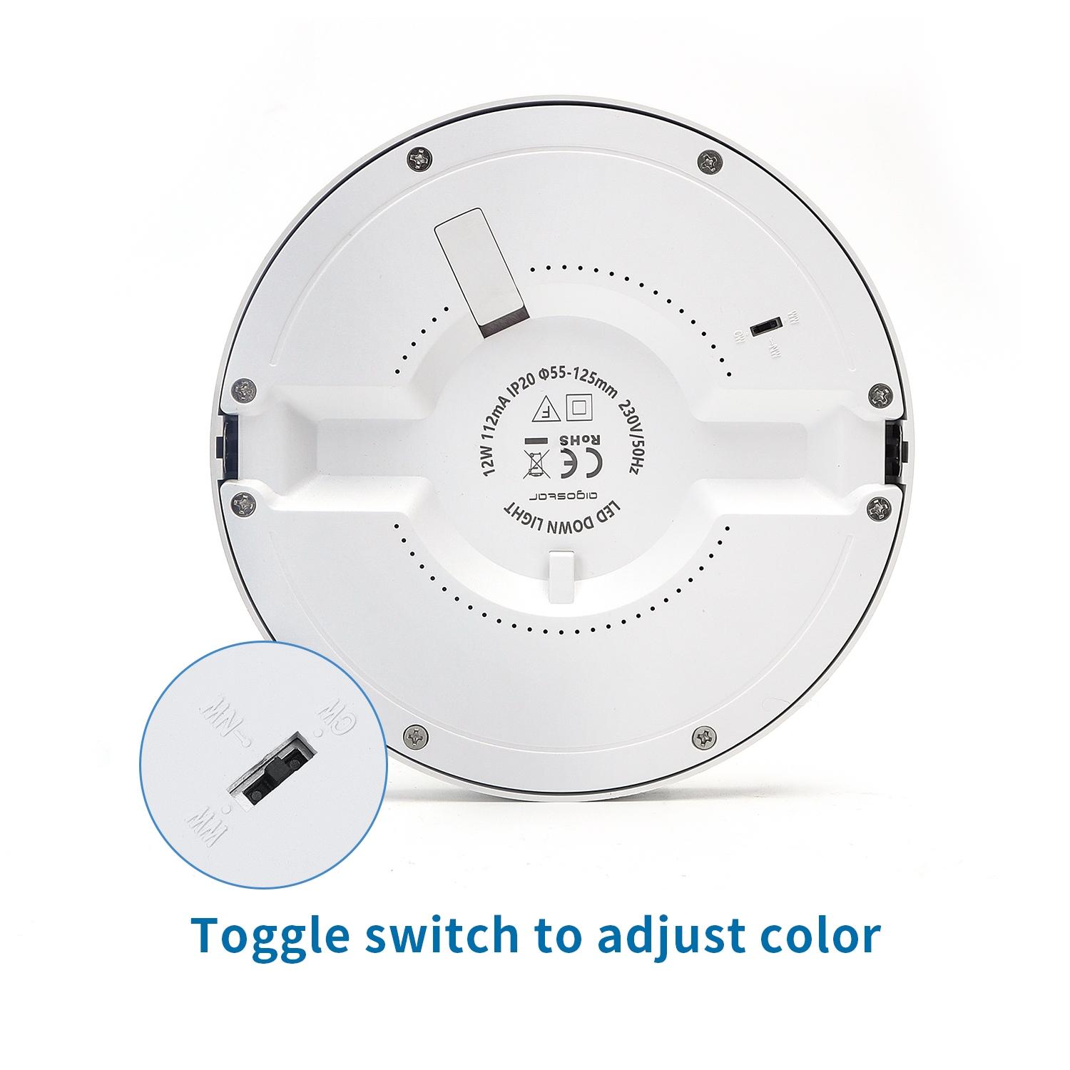 E6 LED Round Downlight 12W Adjustable Size and Color Temperature