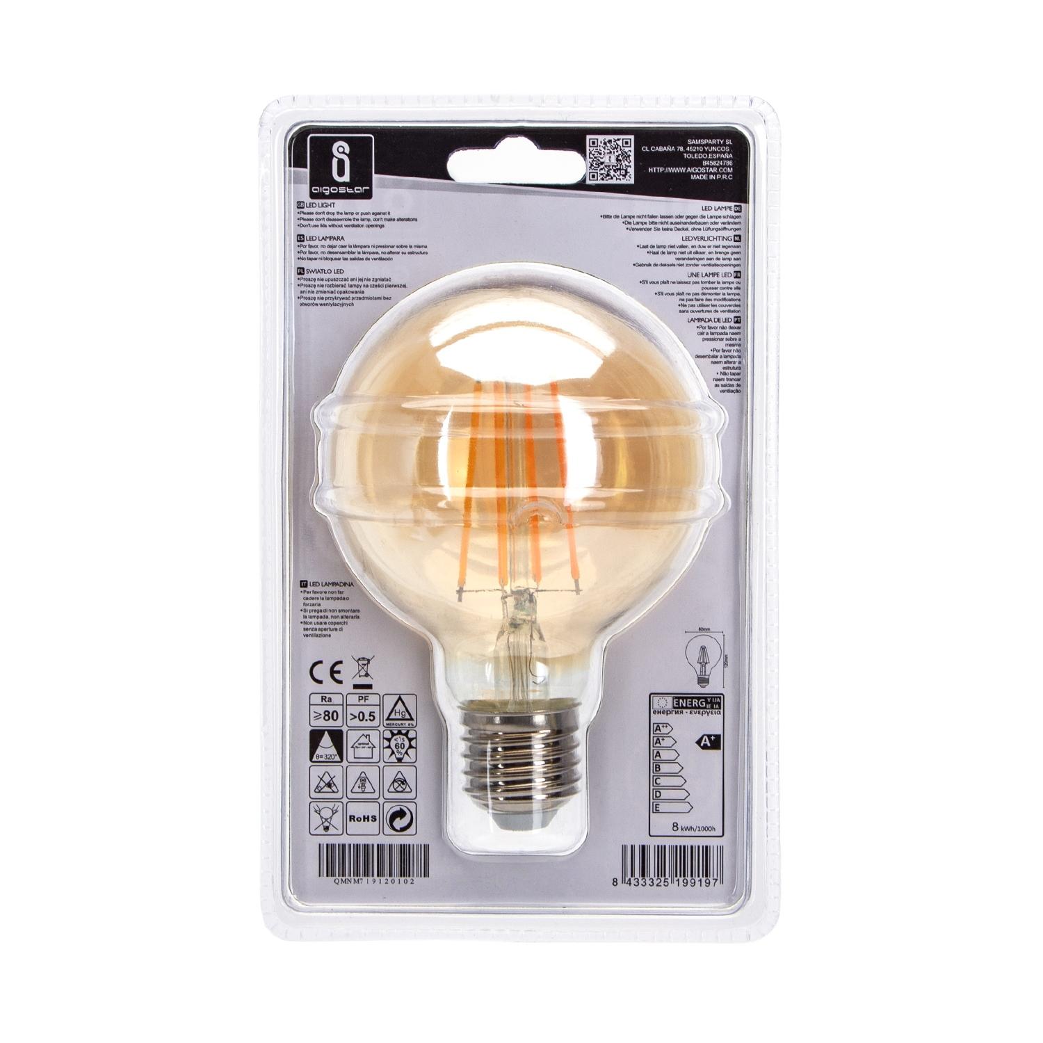 LED Filament Bulb (Amber) G80 E27 8W