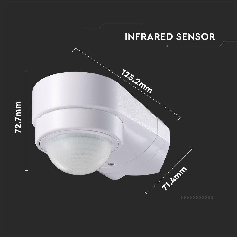 VT-8094 INFRARED MOTION SENSOR-ADJUSTABLE CORNER-WHITE BODY, IP65 (MAX:600W LED)