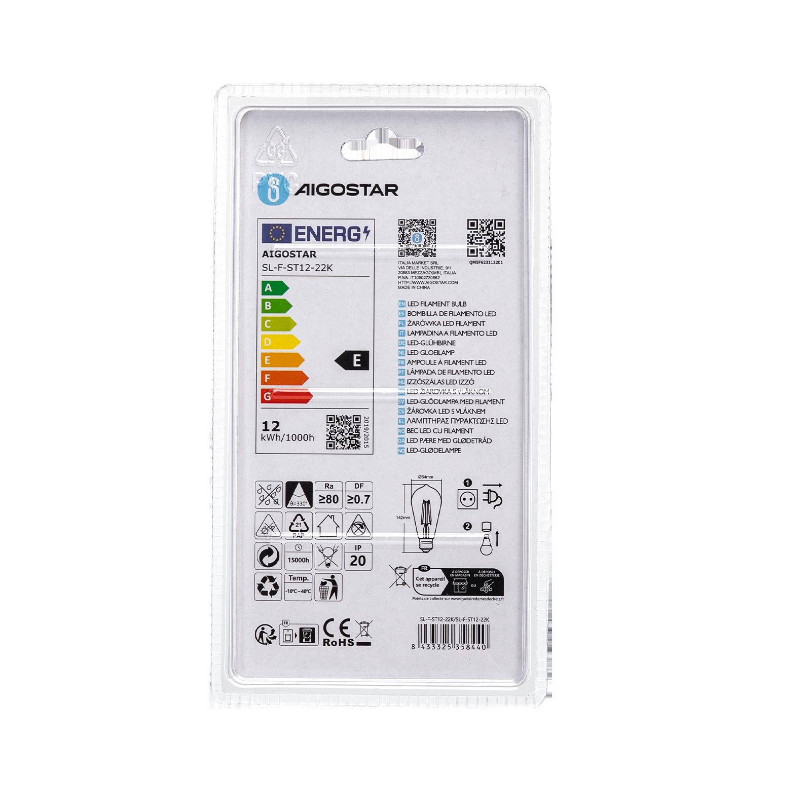 LED Filament Bulb (Amber) ST64 E27 12W