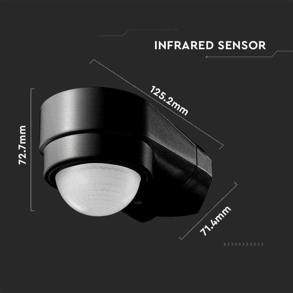 VT-8094 INFRARED MOTION SENSOR-ADJUSTABLE CORNER-BLACK BODY, IP65 (MAX:600W LED)