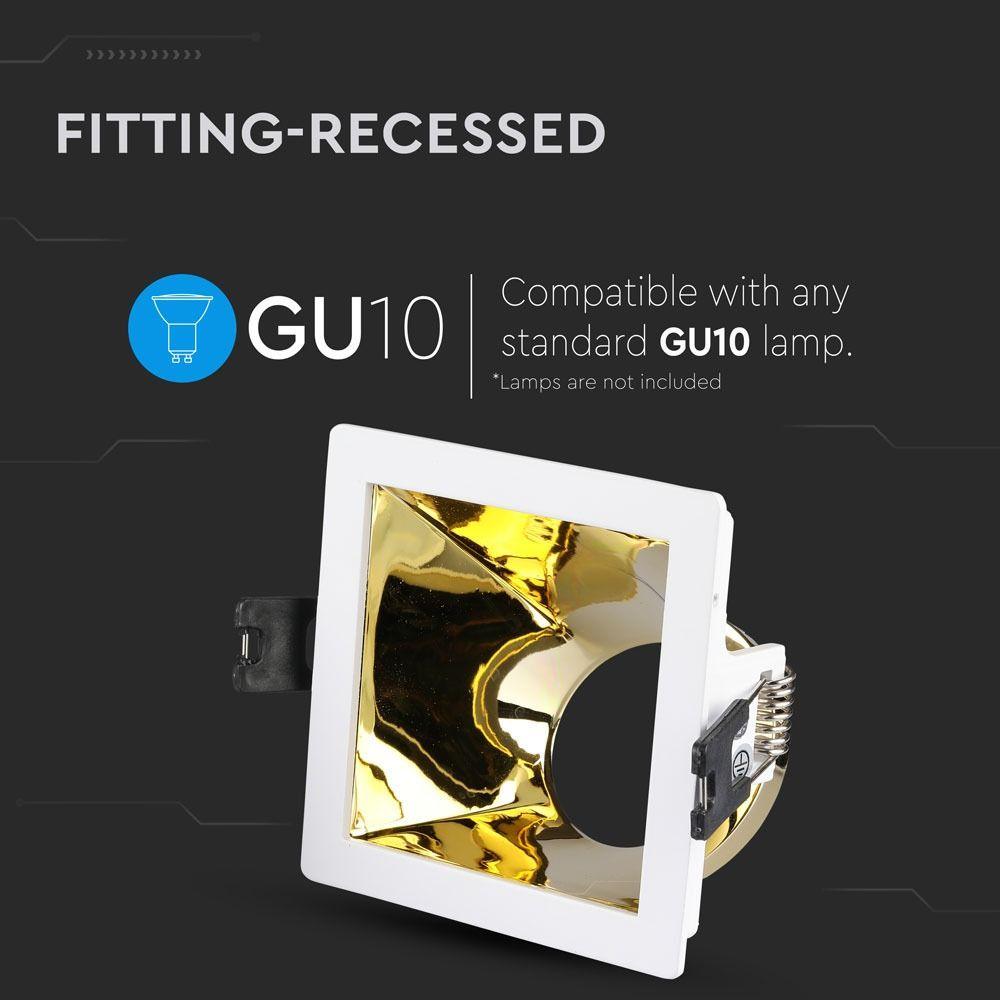 VT-875 GU10 FITTING SQUARE-WHITE+GOLD