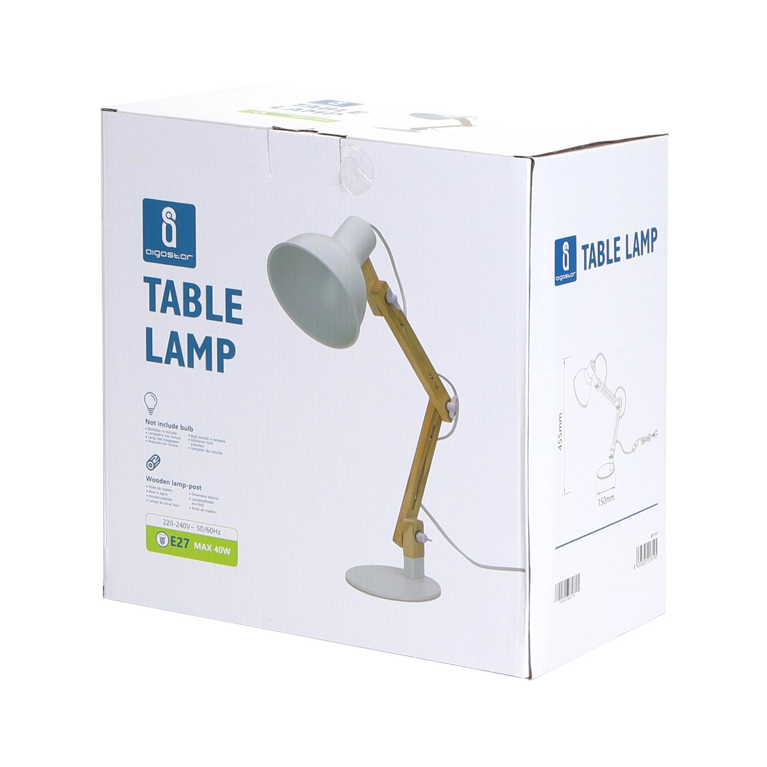 Wooden Foldable Table Lamp White (Without Light Source) E27