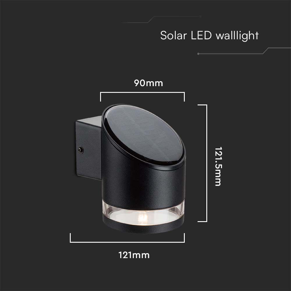 VT-1138 1W LED SOLAR WALL LAMP SMD 3000K BLACK BODY IP54