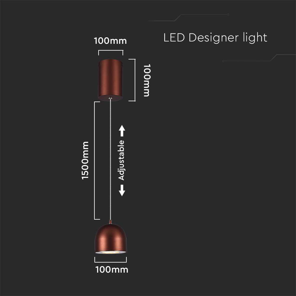 VT-7795 LED HANGING LAMP D:100 ADJUSTABLE WIRE & TOUCH LIGHT ON/OFF 3000K BROWN BODY