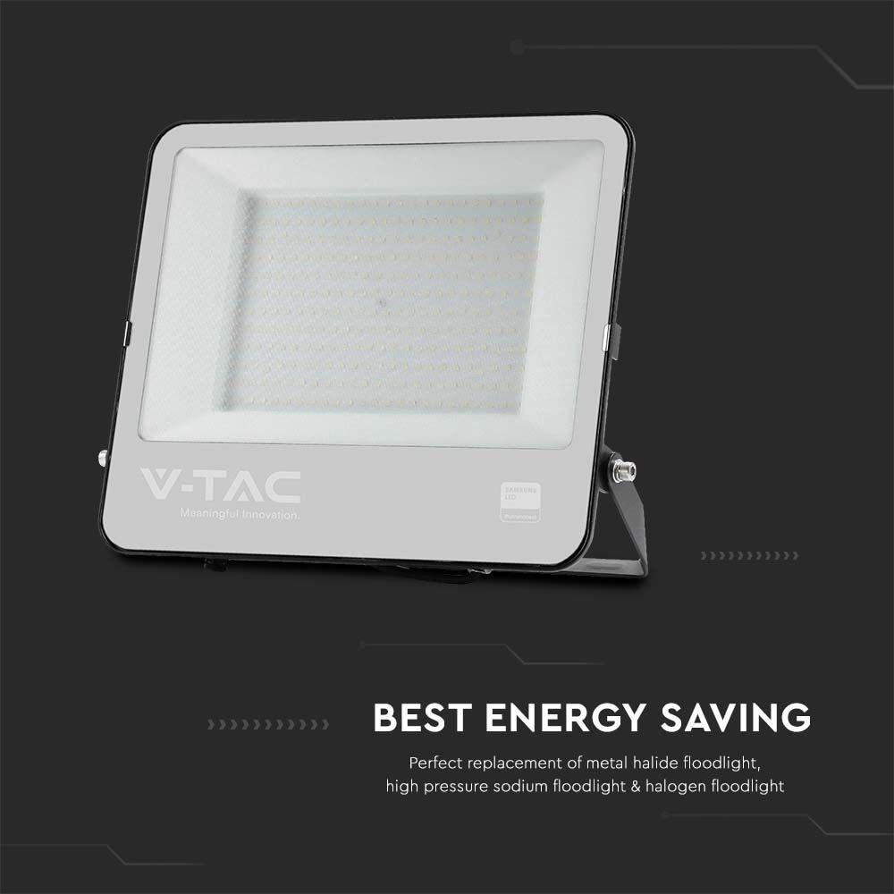 VT-44205 200W LED FLOODLIGHT 6500K BLACK BODY GREY GLASS 185LM/W