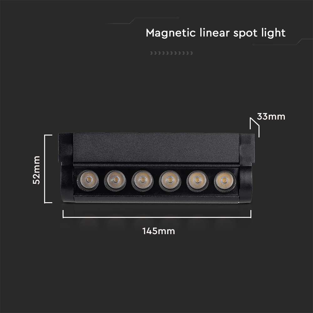 5W Lampa LED na szynoprzewód MAGNETIC regulowana, Barwa: 4000K, Obudowa: Czarna , VTAC, SKU 10257