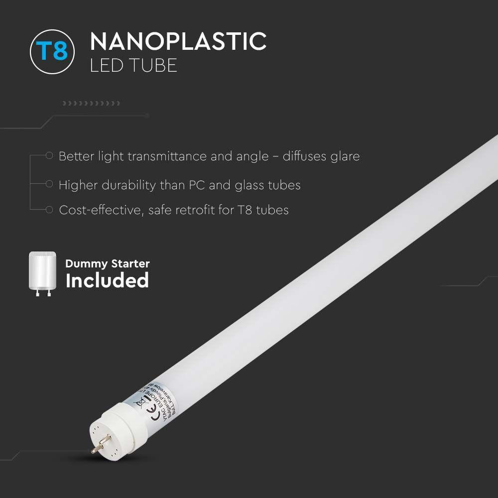 VT-1277 18W T8 LED PLASTIC TUBE NON ROTATABLE 120CM 4000K G13