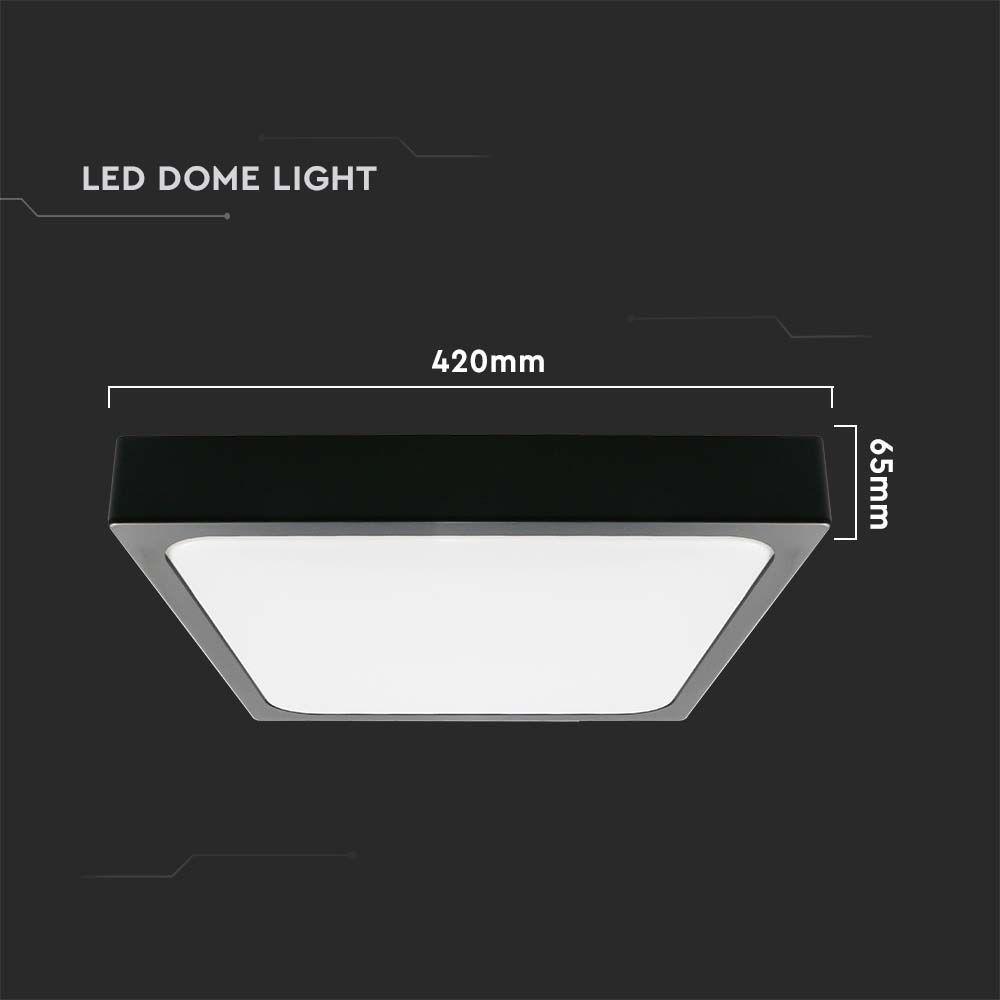 VT-8630 30W LED DOME LIGHT 4000K SQUARE BLACK FRAME IP44