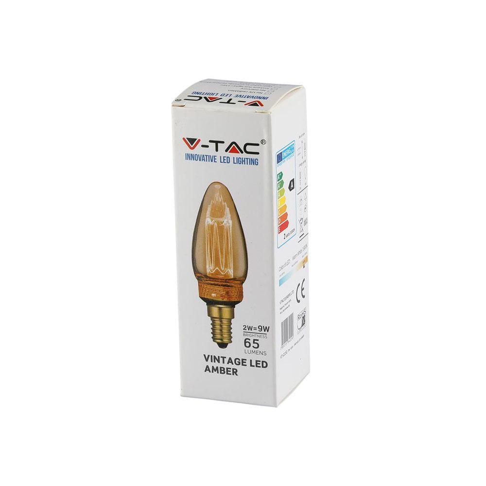 VT-2152 2W LED ART FILAMENT CANDLE BULB-AMBER GLASS 1800K E14