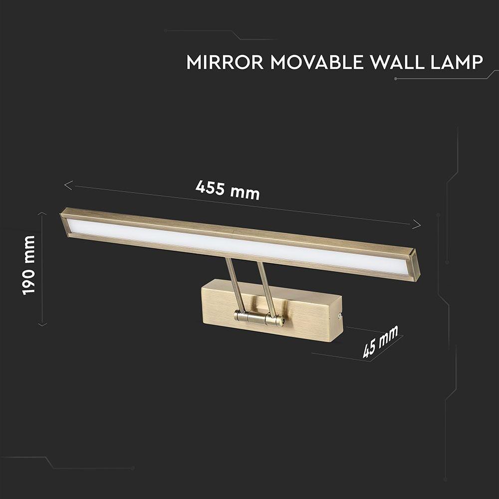 VT-7009 8W LED MIRROR LIGHT(SQUARE FRAME)-MOVABLE-GOLDEN 4000K D:455