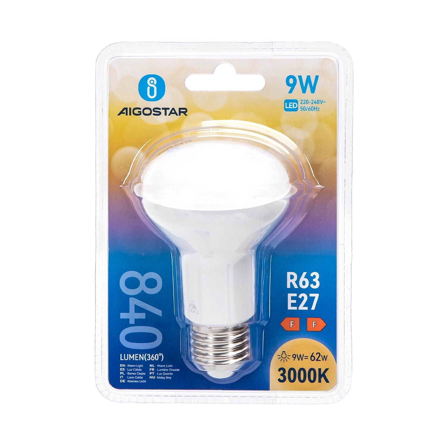 LED E27 9W R63