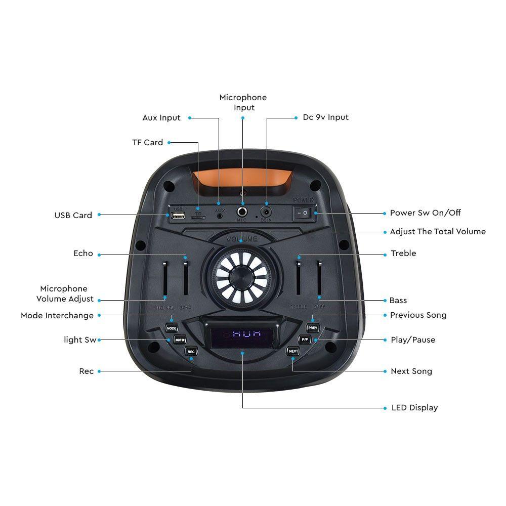 VT-6307-2 35W RECHARGEABLE SPEAKER (TWS FUNCTION) 1 WIRED MICROPHONE-RFCONTROL(2*6.5inch)