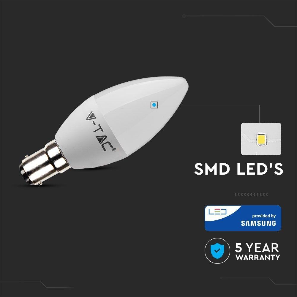 VT-299D 5.5W PLASTIC CANDLE BULB SAMSUNG CHIP 3000K B15 DIMMABLE