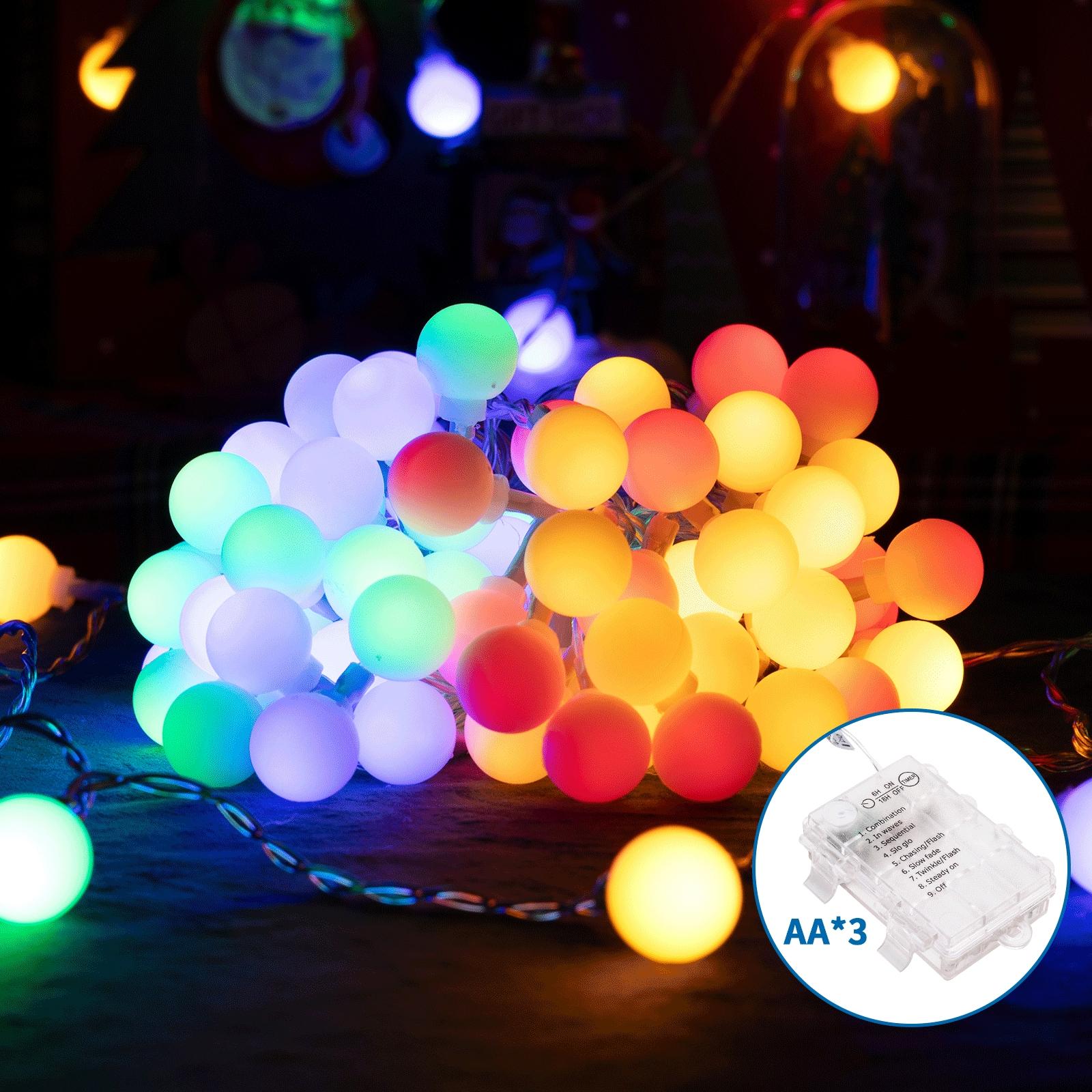 3AA battery milk bulb string lights, RGBY, 2.5m