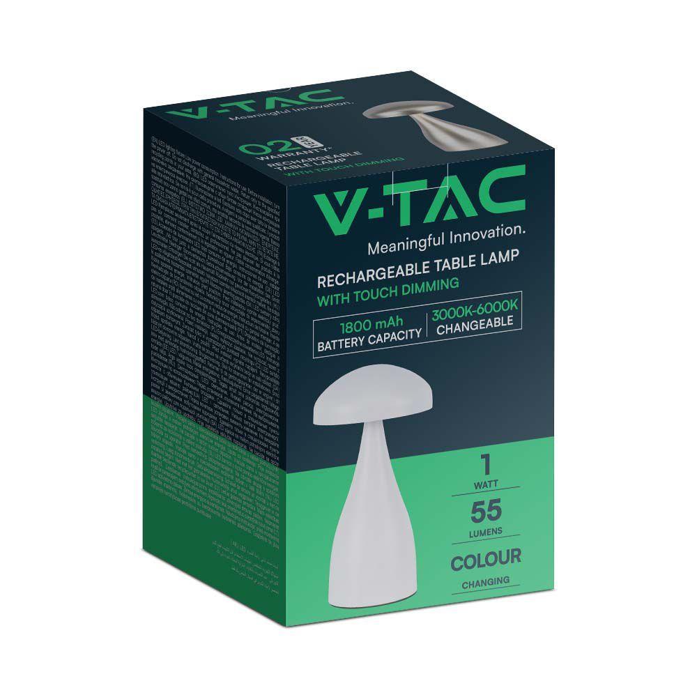 VT-1041 LED TABLE LAMP 1800mAH BATTERY D:120x220 3IN1 WHITE BODY