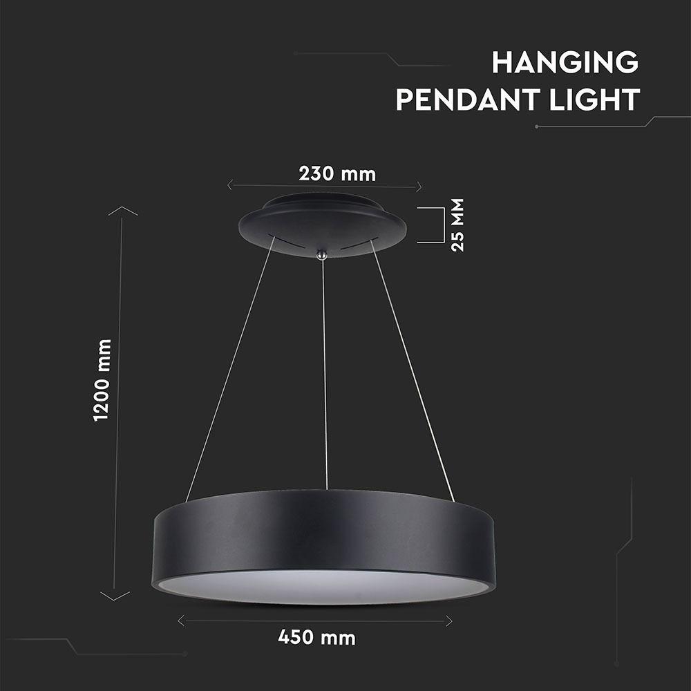 VT-25-1D 20W LED SURFACE SMOOTH PENDANT LIGHT 3000K-BLACK,DIMMABLE