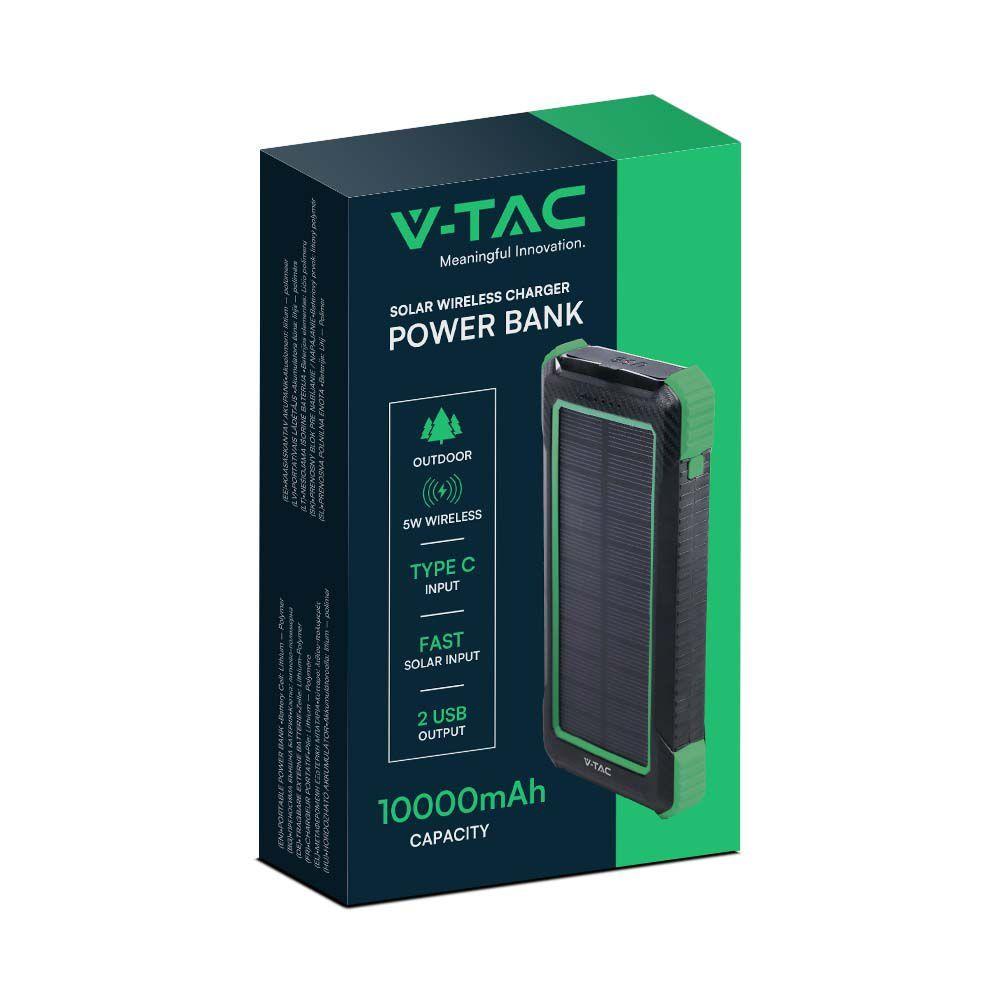 VT-11111 10000mAh SOLAR WIRELESS CHARGER POWER BANK BLACK