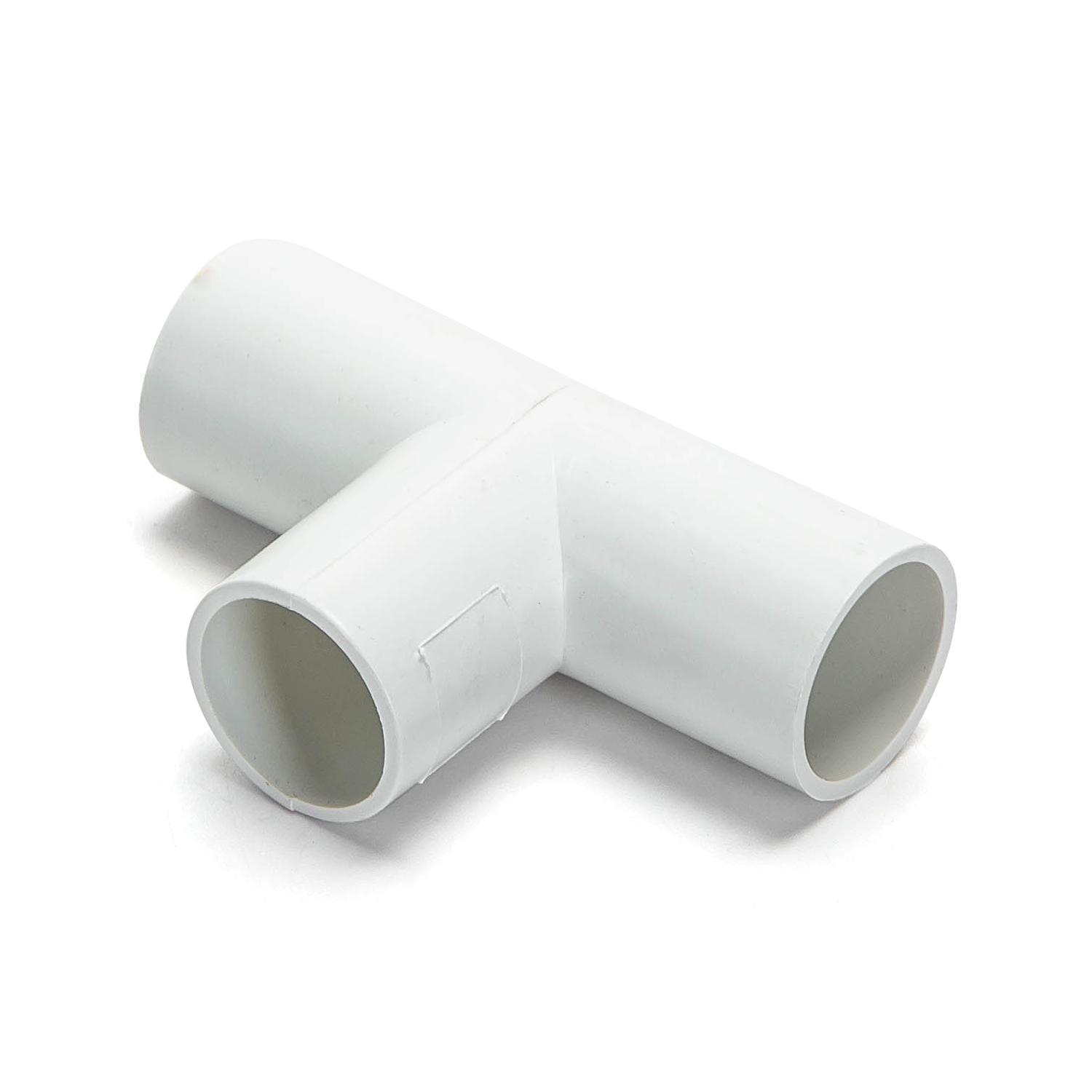 PVC Round Wire Duct Tee Bend White 20mm 4PCS