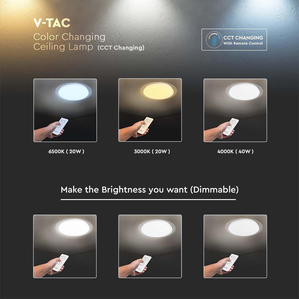 VT-8401 LED 20W/40W/20W DESIGNER DOMELIGHT REMOTE CONTROL CCT CHANGING DIMMABLE STARRY COVER