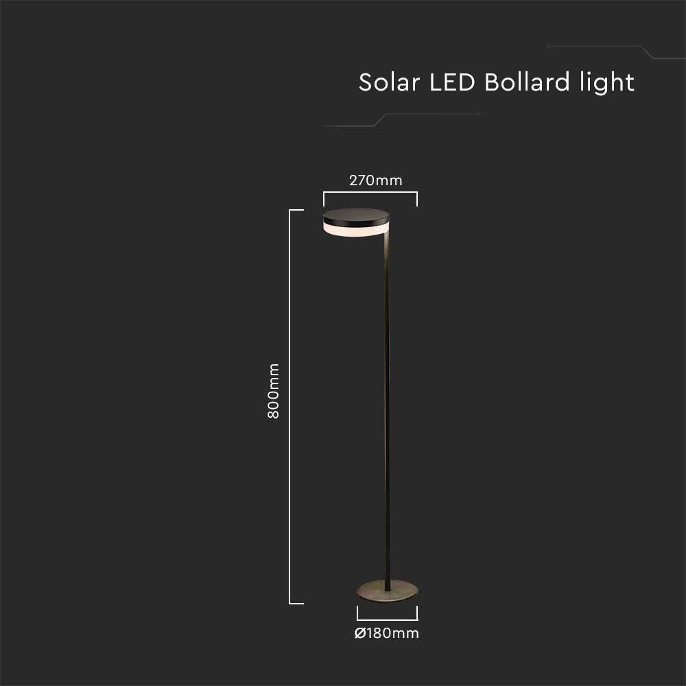 2W Lampa Ogrodowa LED Solarna, Barwa: 3000K       , VTAC, SKU 23011