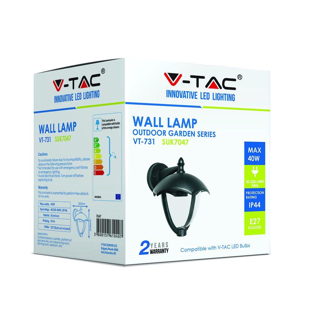 VT-731 E27 WALL LAMP-MATT BLACK-DOWN E27