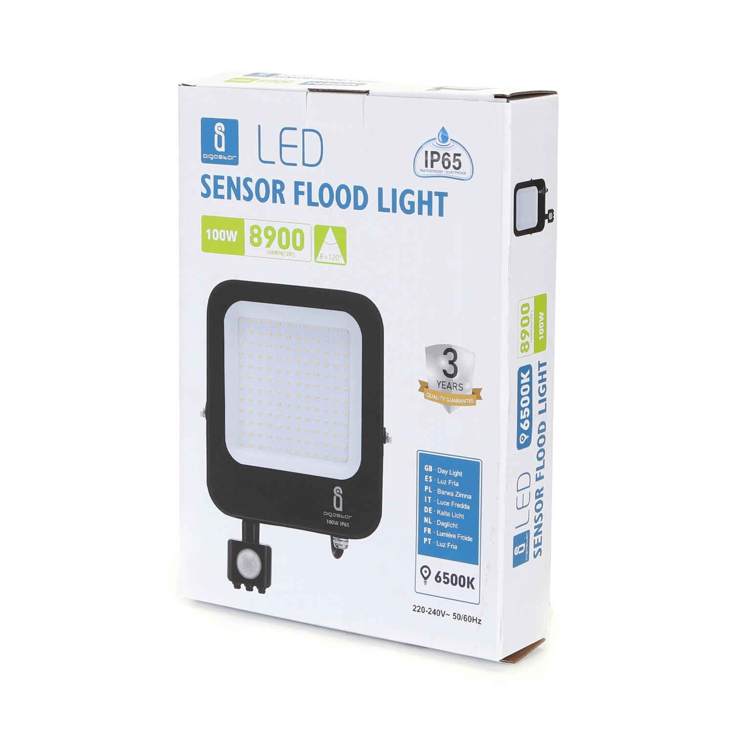 LED Floodlight with Sensor Black 100W