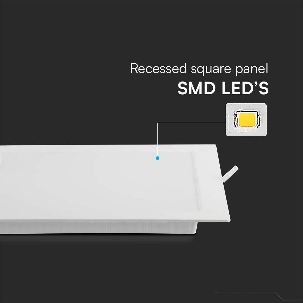 6W Panel LED, Barwa: 3000K, Kształt: Kwadratowy       , VTAC, SKU 10480