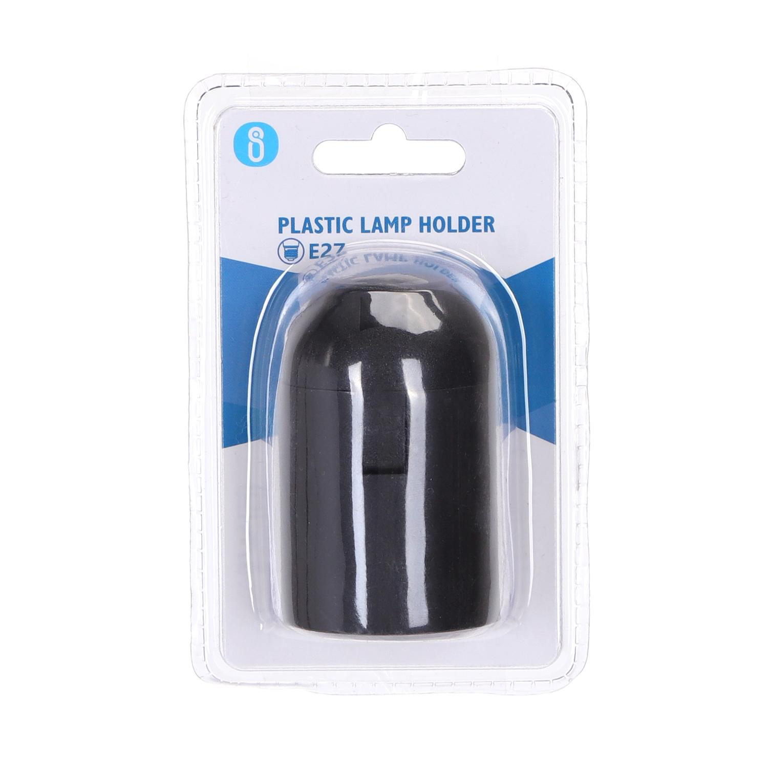 E27 Plastic Spring Terminal Lamp Holder Black