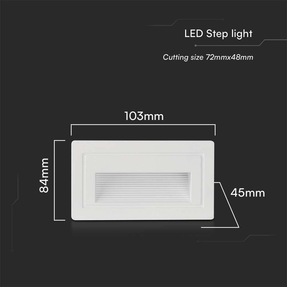 3W Oprawa Schodowa LED, Barwa: 3000K, Obudowa: Biała      , VTAC, SKU 10378