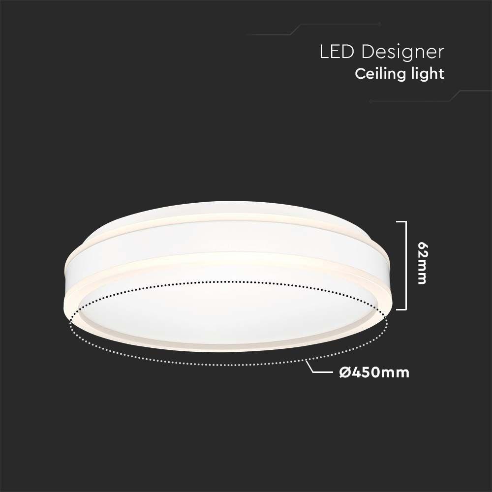 24W Lampa dekoracyjna LED, Barwa: 4000K, Kolor: Biały, Kształt: Okrągły , VTAC, SKU 6989