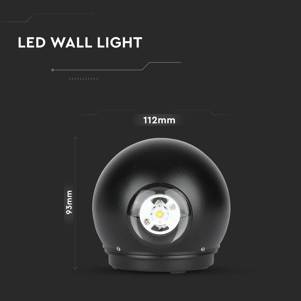 6W Lampa ścienna LED, Barwa:4000K, Obudowa: Czarna, VTAC, SKU 8304