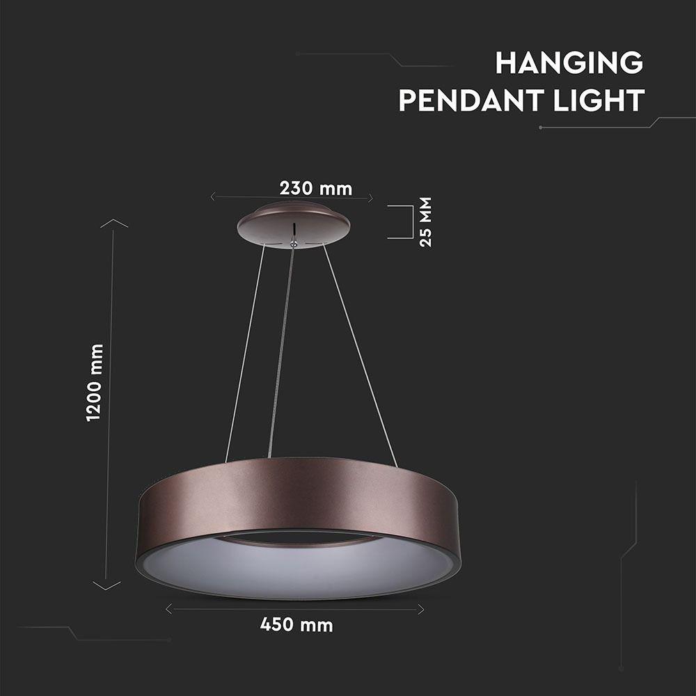 VT-25-1D 20W LED SURFACE SMOOTH PENDANT LIGHT 3000K-COFFEE COLOR,DIMMABLE