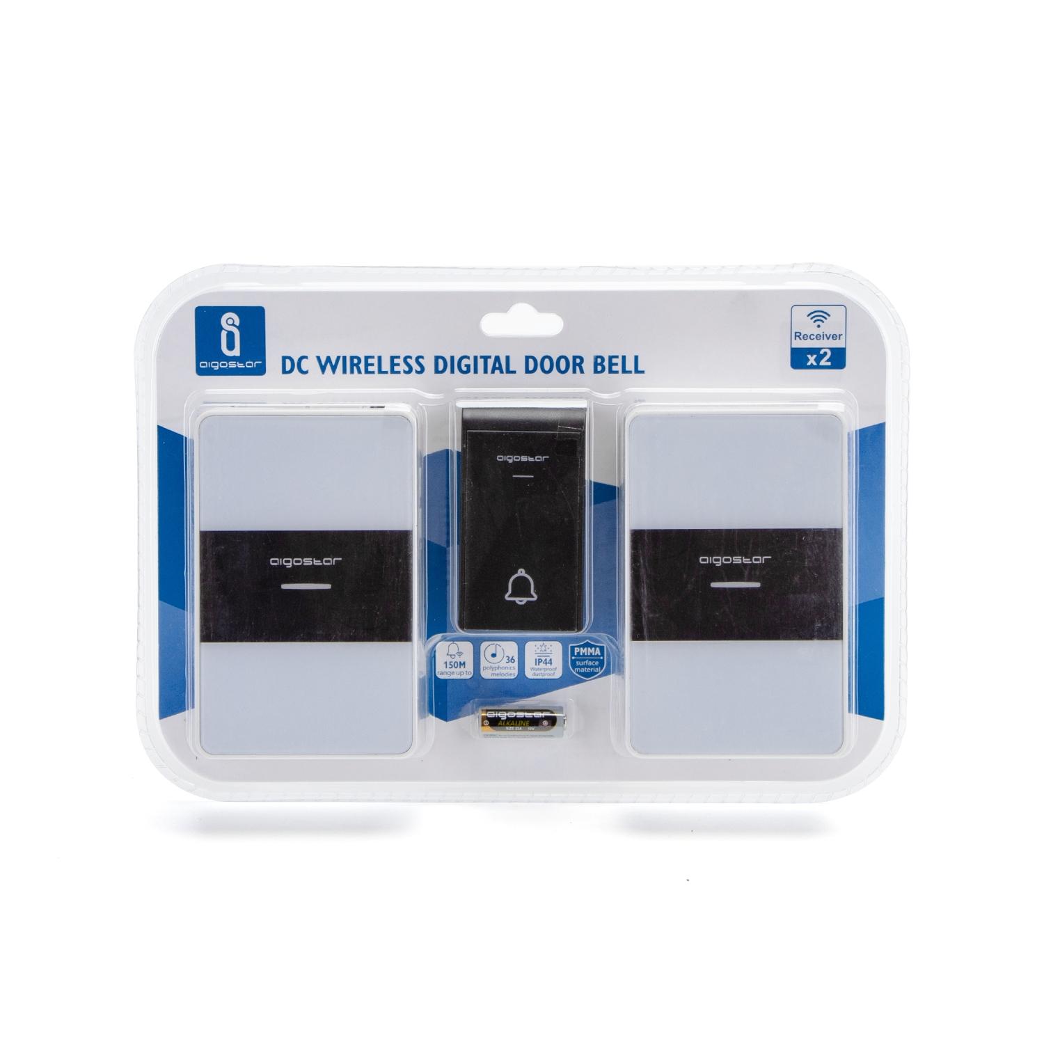 DC Wireless Digital Door Bell (one to two) White & Black