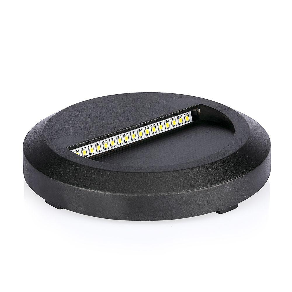 VT-1142 2W LED STEP LIGHT 3000K BLACK BODY ROUND