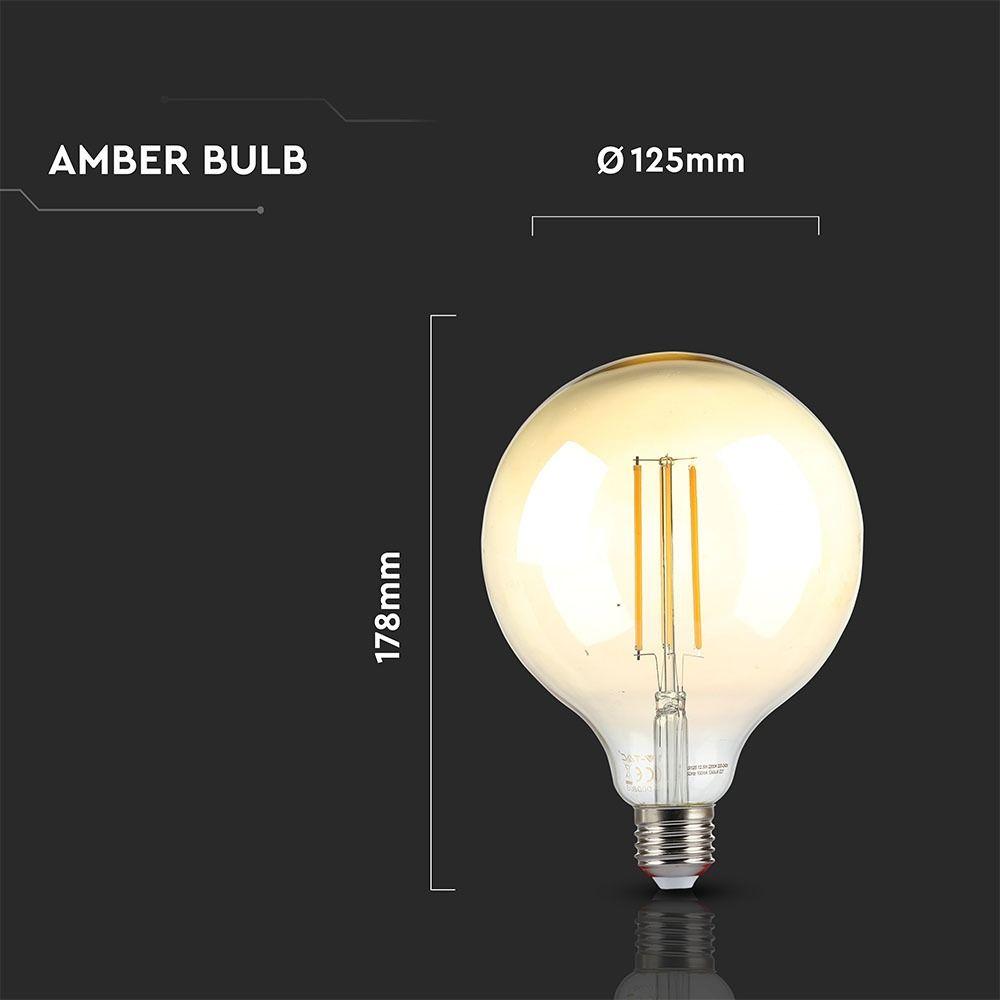 VT-2153 12.5W G125 LED FILAMENT BULB-AMBER GLASS 2200K E27