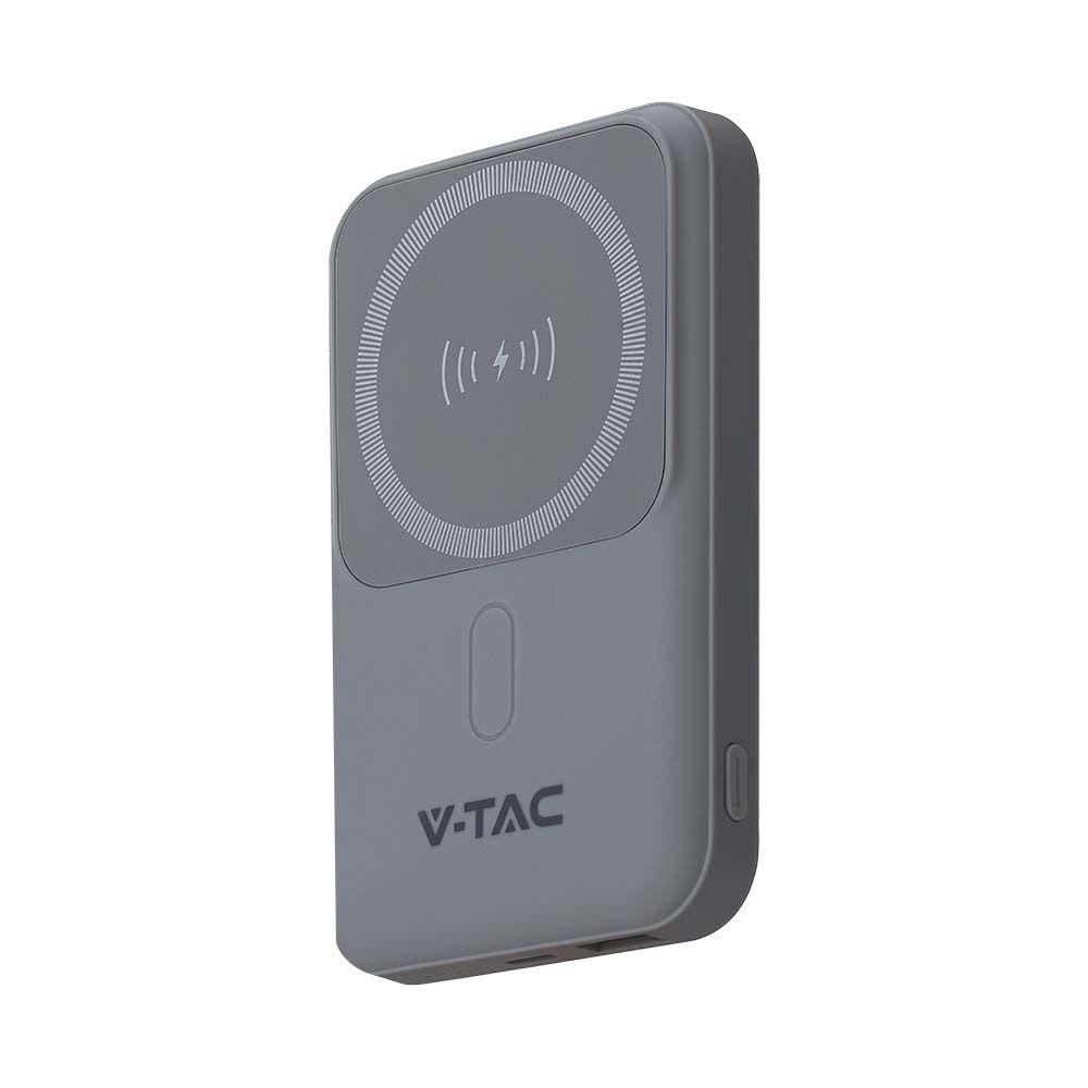 VT-3529 10000mah MAGNETIC WIRELESS POWER BANK WITH METAL RING-GREY