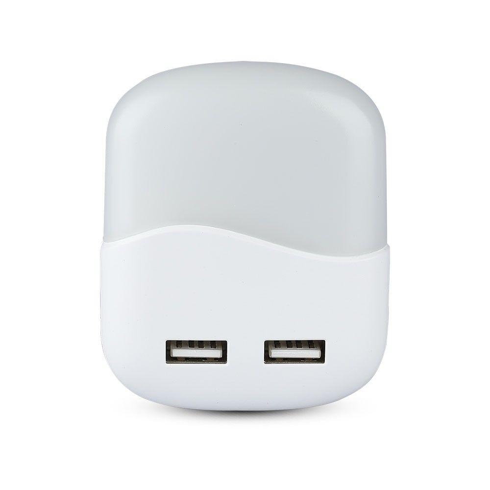 Mini lampka nocna z ładowarką USB, Chip SAMSUNG, Barwa:4000K, Kwadrat, VTAC, SKU 508