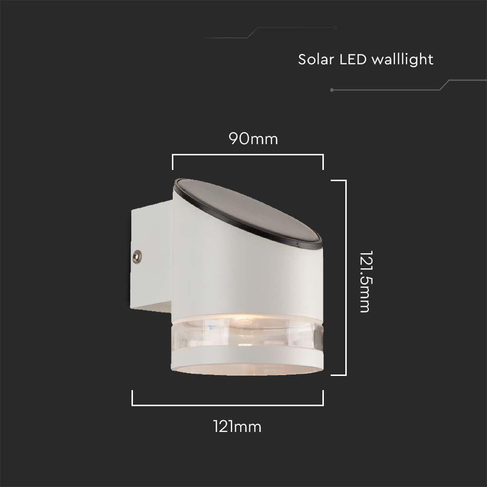 VT-1138 1W LED SOLAR WALL LAMP SMD 3000K WHITE BODY IP54