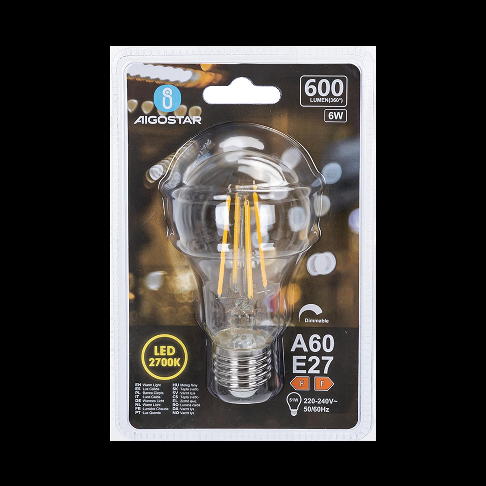 LED dimming filament A60  E27 6W 2700K