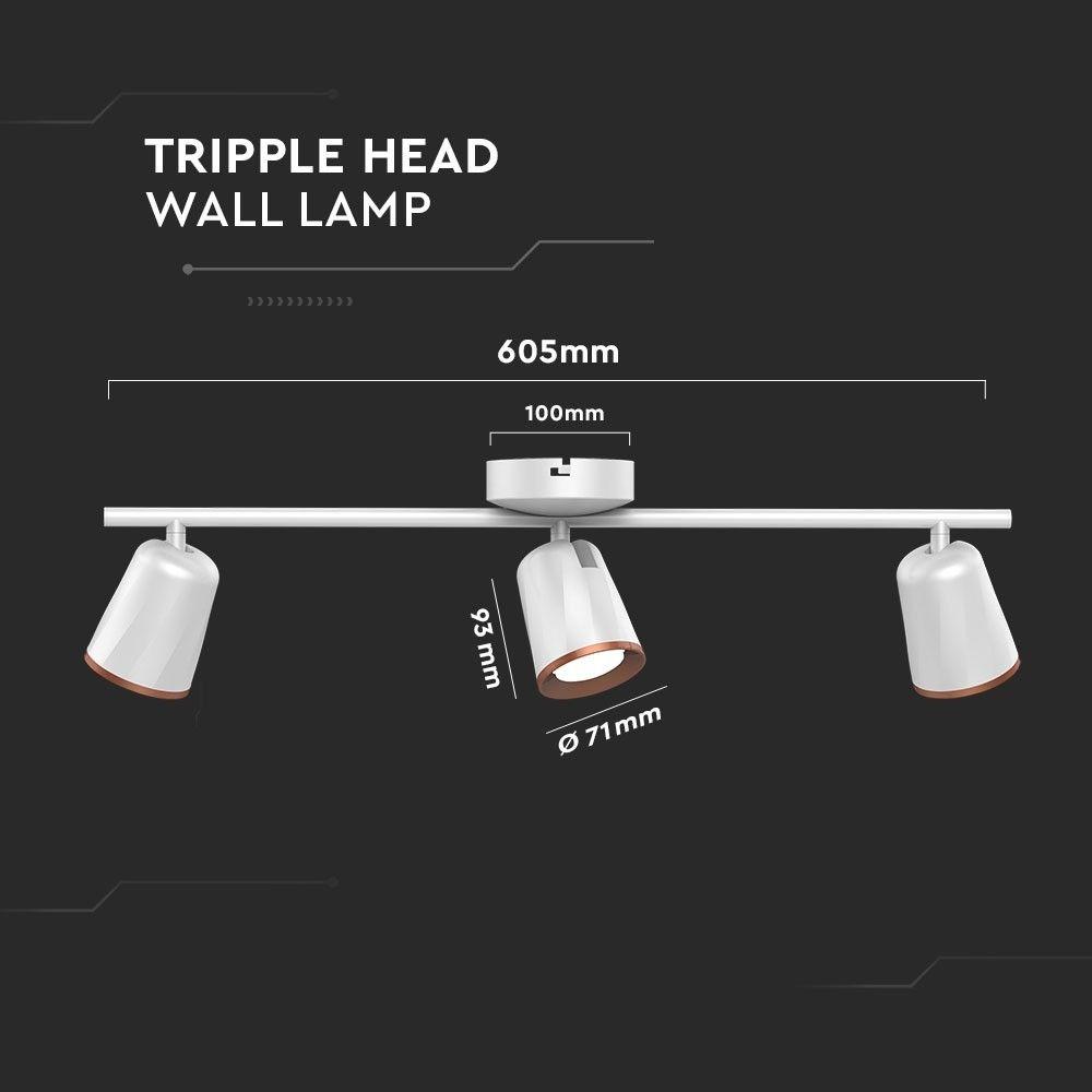 VT-818 18W LED WALL LIGHT(3 HEAD) 3000K WHITE