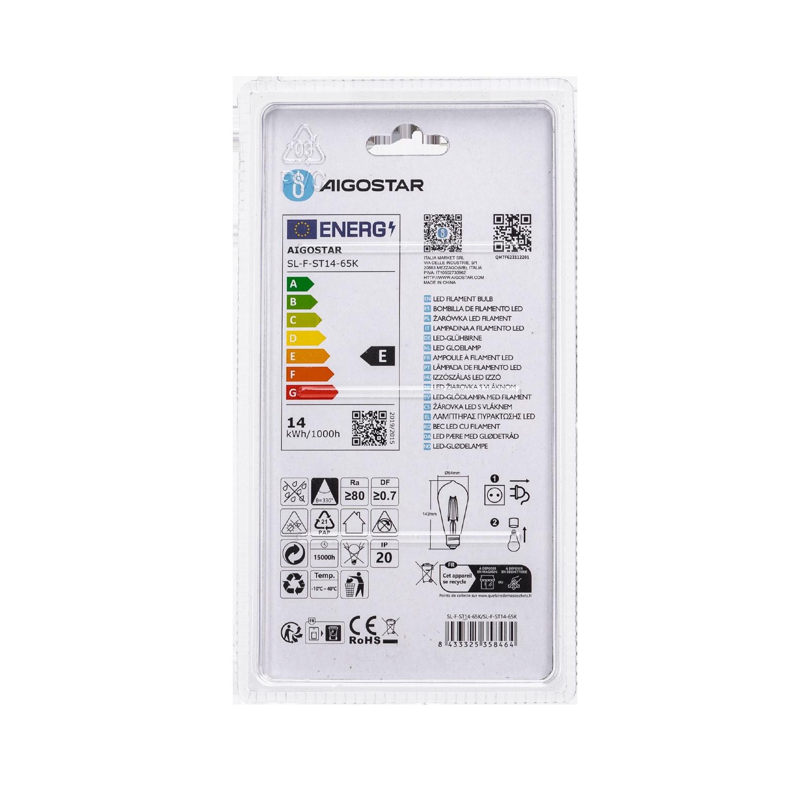 Żarówka LED Filament (Przezroczysta) ST64 E27 14W