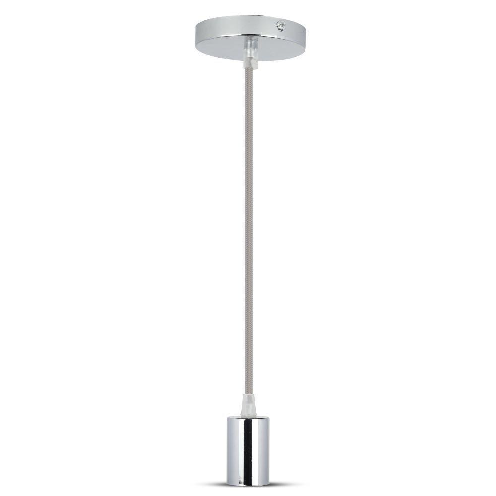 Lampa wisząca, oprawka chrom + przewód Szary, VTAC, SKU 3786