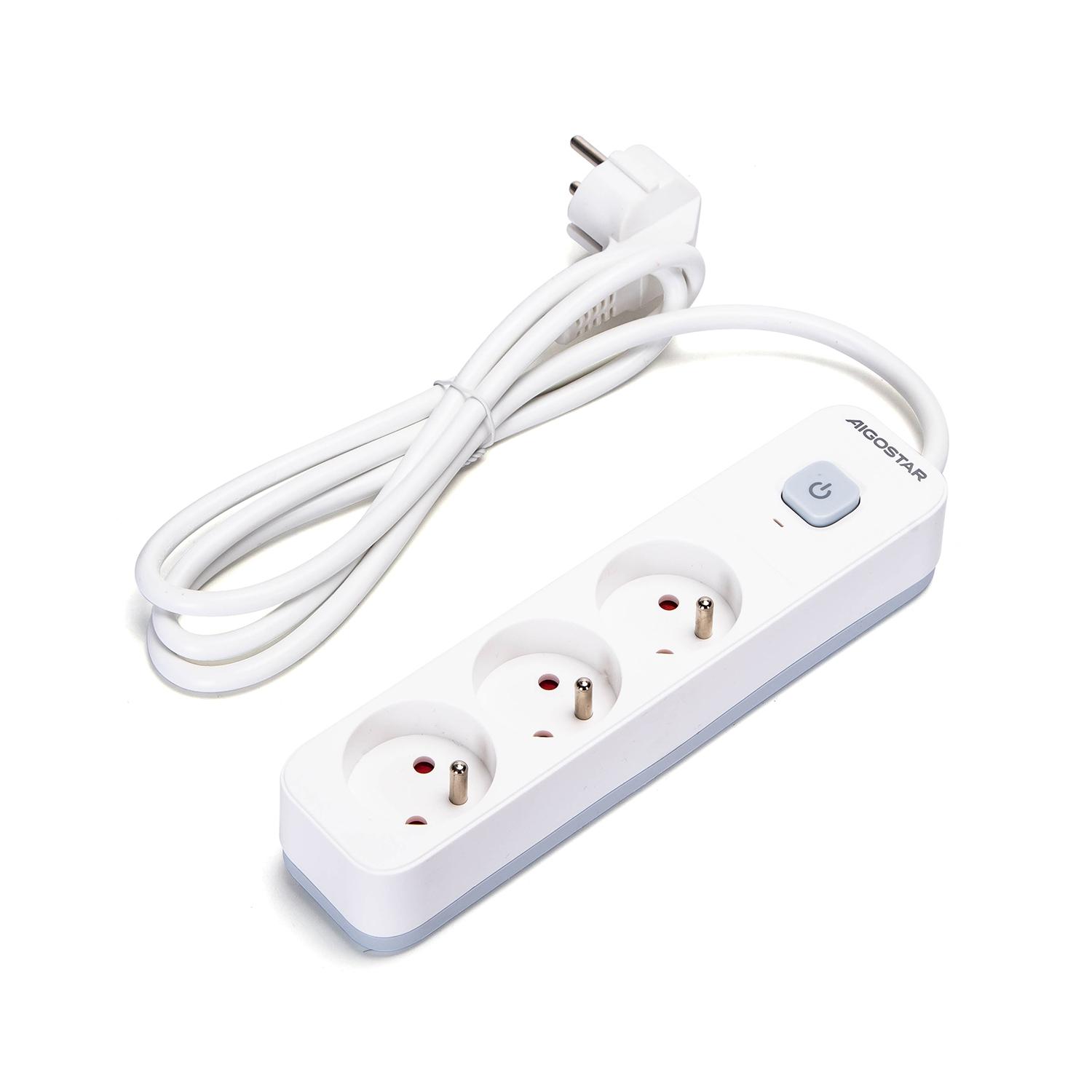 Power strips 3-way 1.5m H05VV-F 3G1.0m㎡ White and Gray