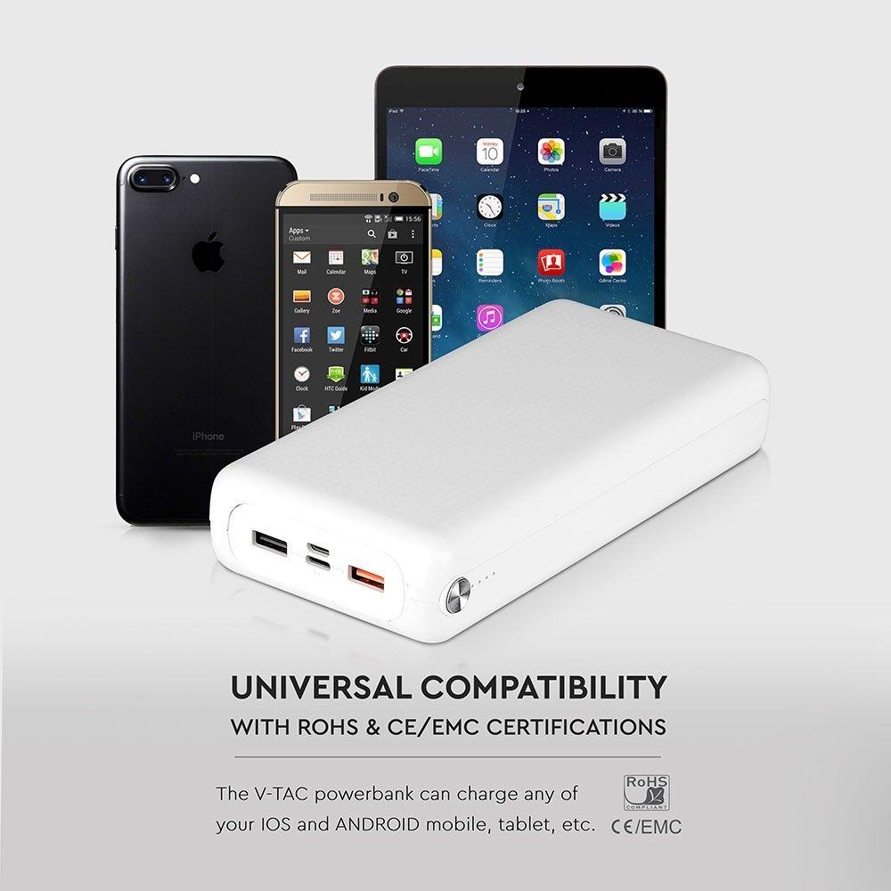 VT-3519 30000mah POWER BANK WITH DUAL USB-WHITE