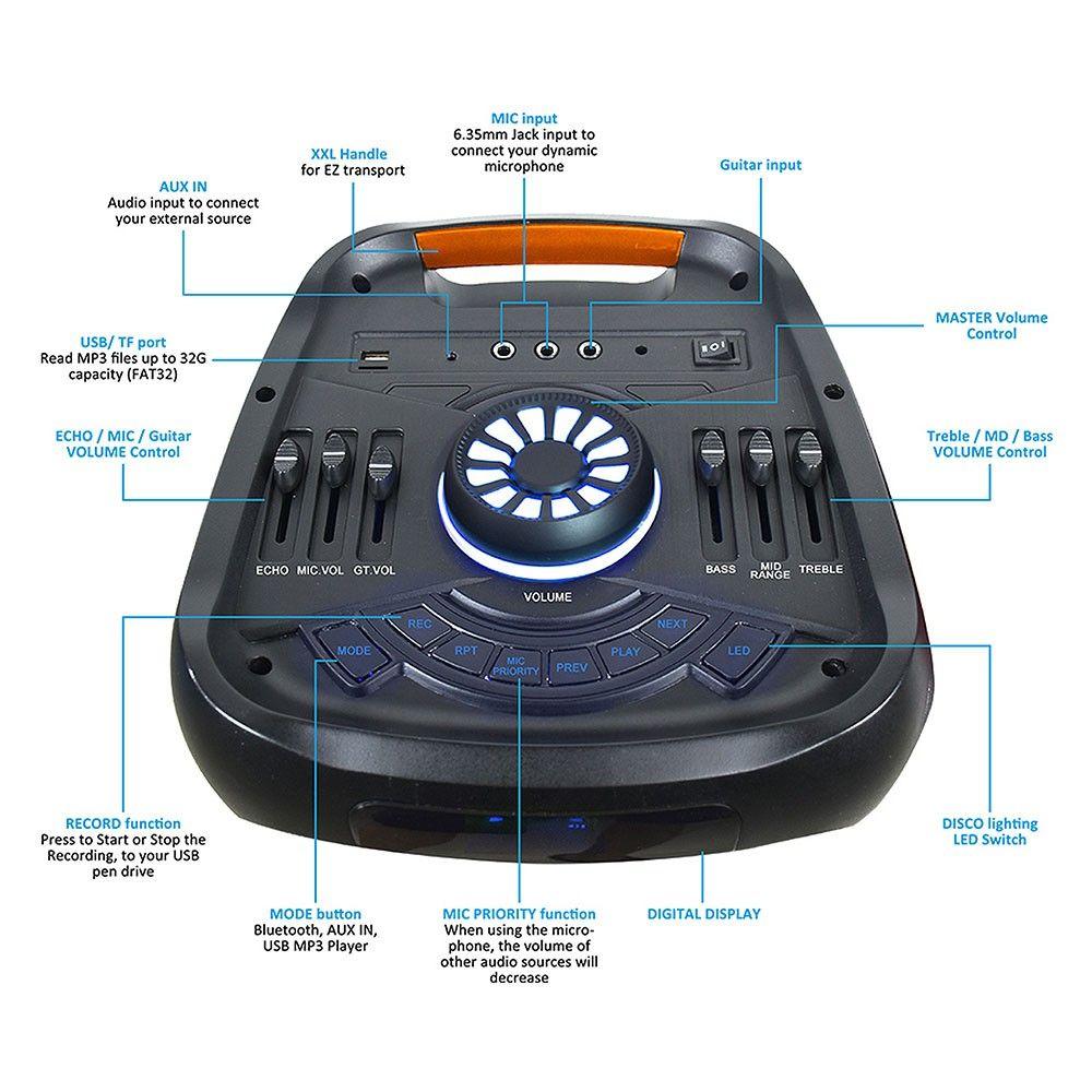 VT-6308-2 40W RECHARGEABLE SPEAKER WIRED MICROPHONE-RF CONTROL