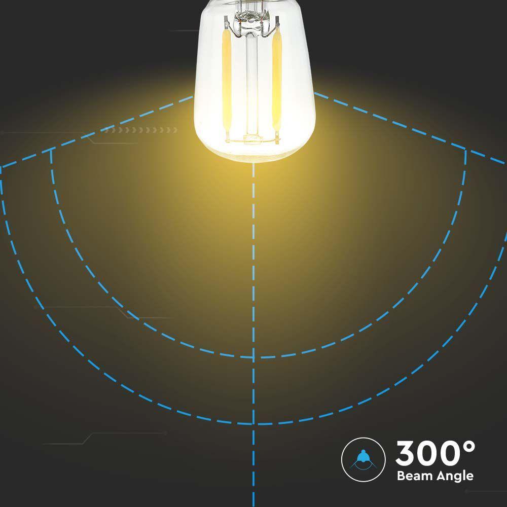 2W ST26 Żarówka LED Filament, Klosz Transparentny, Barwa:3000K, Trzonek:E14, VTAC, SKU 214444