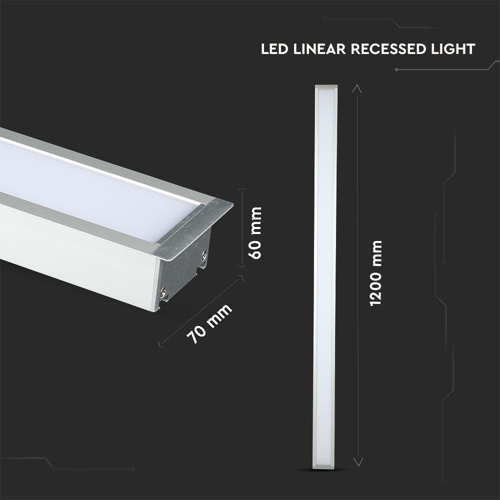 40W Oprawa Liniowa LED Podtynkowa, Chip SAMSUNG, Barwa:4000K, 5 Lat gwarancji, Obudowa: Srebrna, VTAC, SKU 21380